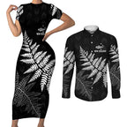 New Zealand Lawn Bowls Personalized Couples Matching Short Sleeve Bodycon Dress and Long Sleeve Button Shirt Wrap-Around Silver Fern - Aussie Hoodie
