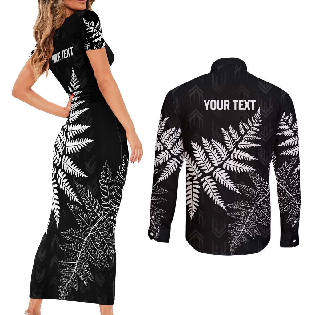 New Zealand Lawn Bowls Personalized Couples Matching Short Sleeve Bodycon Dress and Long Sleeve Button Shirt Wrap-Around Silver Fern - Aussie Hoodie