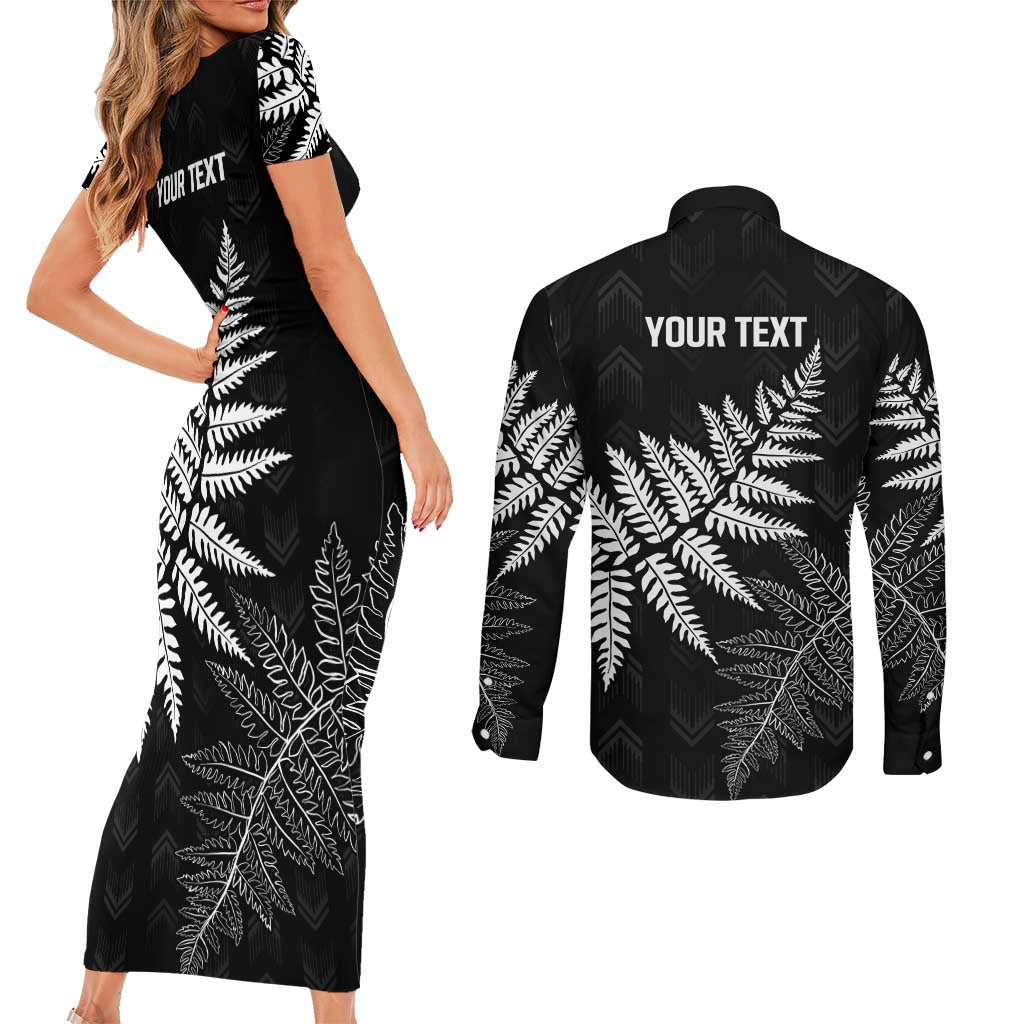 New Zealand Lawn Bowls Personalized Couples Matching Short Sleeve Bodycon Dress and Long Sleeve Button Shirt Wrap-Around Silver Fern - Aussie Hoodie