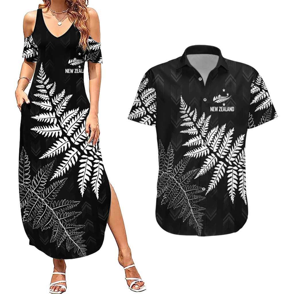 New Zealand Lawn Bowls Personalized Couples Matching Summer Maxi Dress and Hawaiian Shirt Wrap-Around Silver Fern - Aussie Hoodie