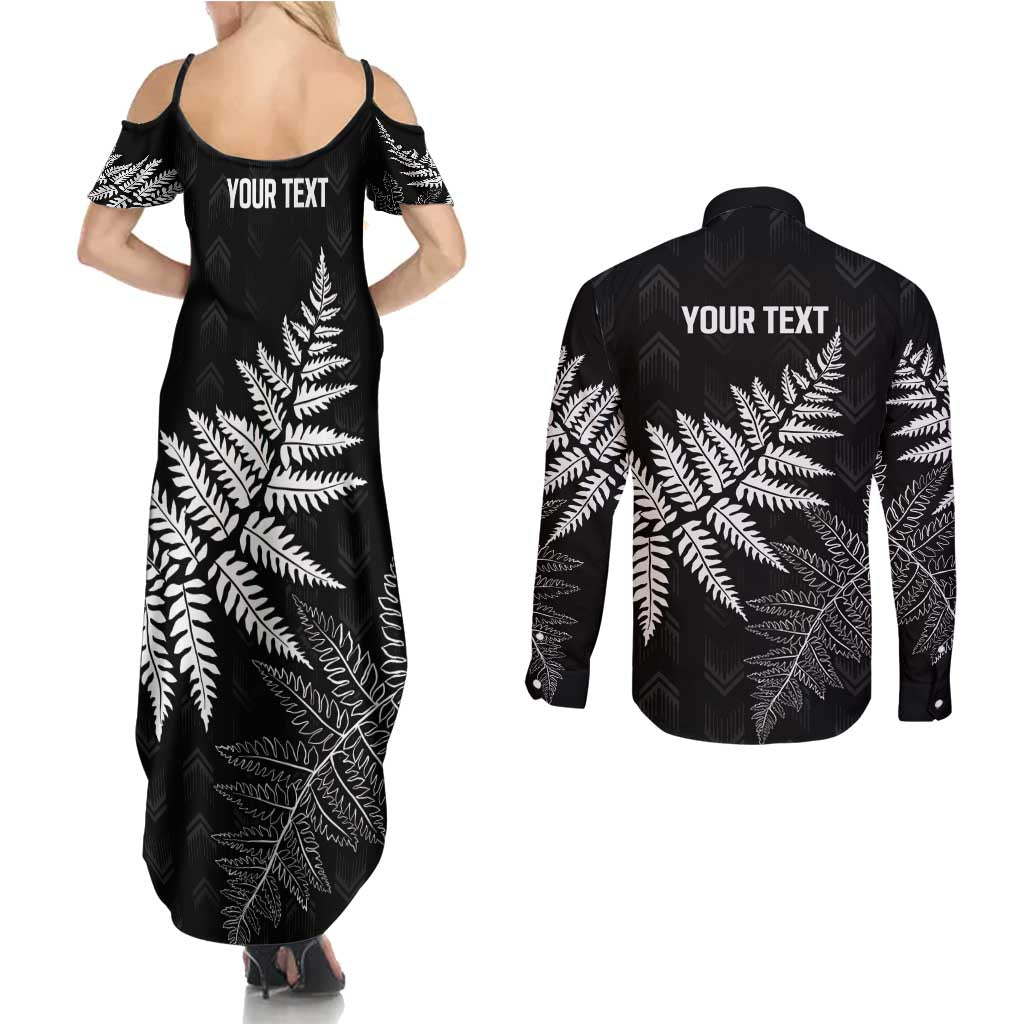 New Zealand Lawn Bowls Personalized Couples Matching Summer Maxi Dress and Long Sleeve Button Shirt Wrap-Around Silver Fern - Aussie Hoodie