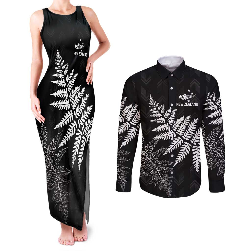 New Zealand Lawn Bowls Personalized Couples Matching Tank Maxi Dress and Long Sleeve Button Shirt Wrap-Around Silver Fern - Aussie Hoodie