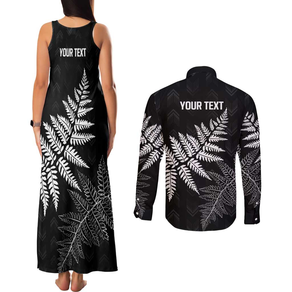 New Zealand Lawn Bowls Personalized Couples Matching Tank Maxi Dress and Long Sleeve Button Shirt Wrap-Around Silver Fern - Aussie Hoodie