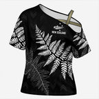 New Zealand Lawn Bowls Personalized Cross Shoulder Shirt Wrap-Around Silver Fern - Aussie Hoodie