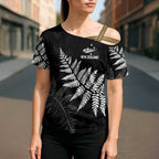 New Zealand Lawn Bowls Personalized Cross Shoulder Shirt Wrap-Around Silver Fern - Aussie Hoodie
