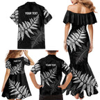 New Zealand Lawn Bowls Personalized Family Matching Mermaid Dress and Hawaiian Shirt Wrap-Around Silver Fern - Aussie Hoodie