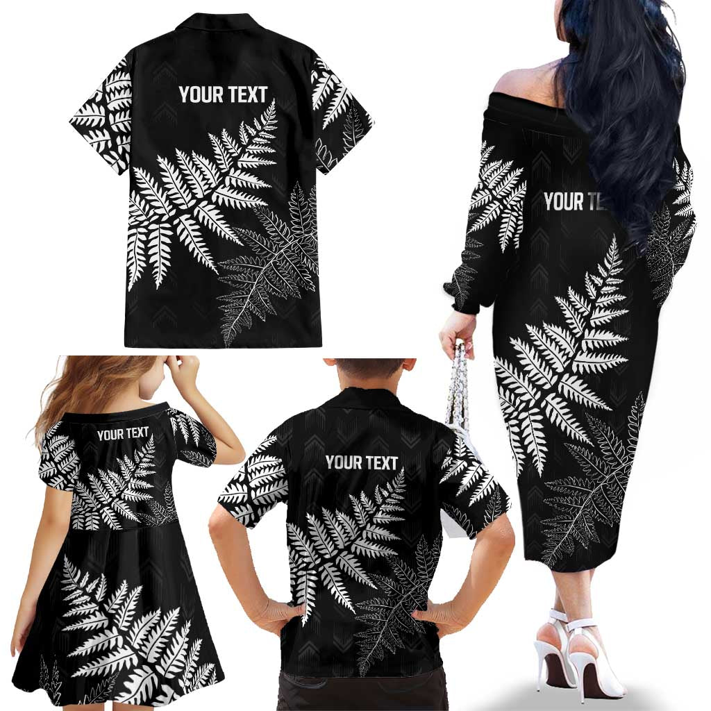 New Zealand Lawn Bowls Personalized Family Matching Off The Shoulder Long Sleeve Dress and Hawaiian Shirt Wrap-Around Silver Fern - Aussie Hoodie