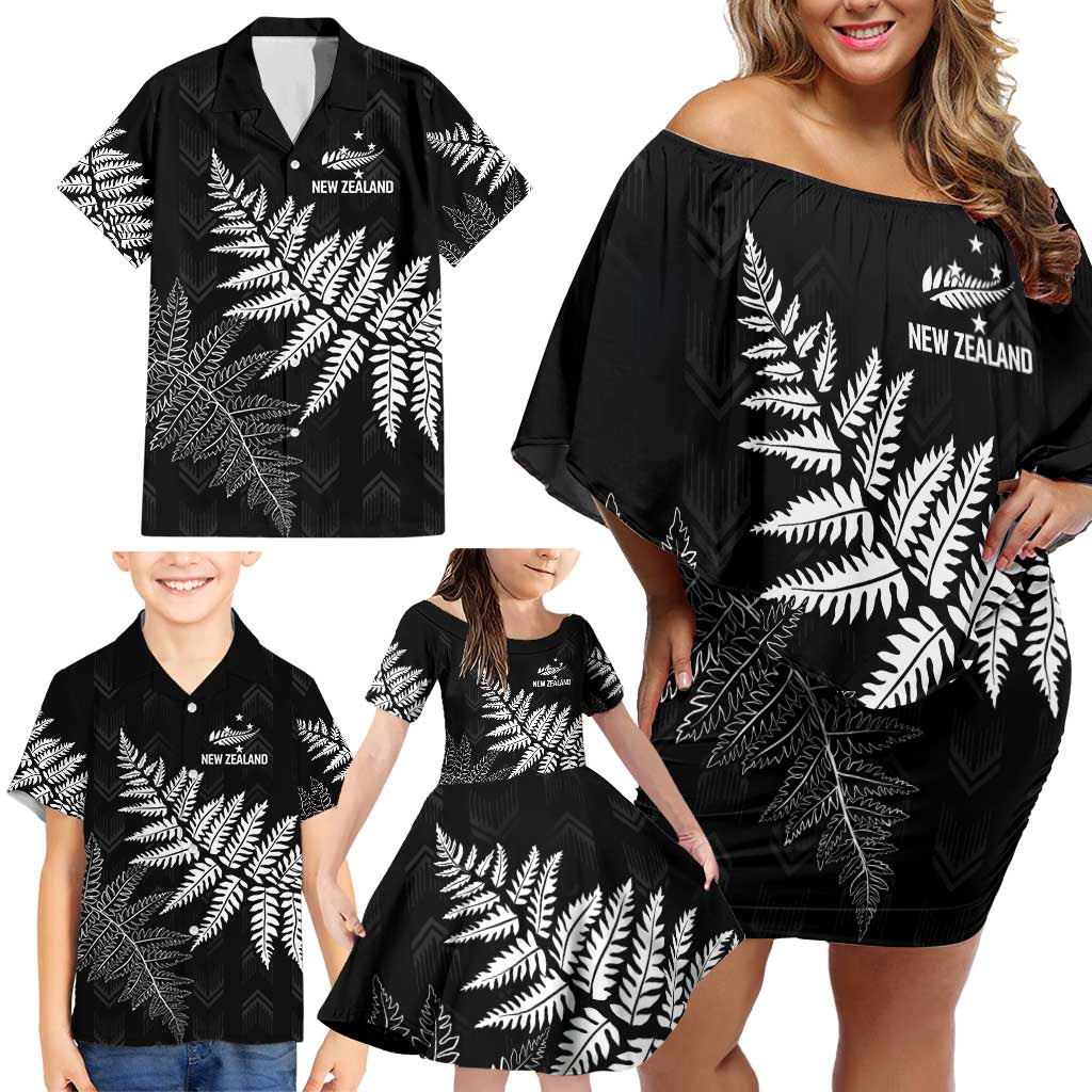 New Zealand Lawn Bowls Personalized Family Matching Off Shoulder Short Dress and Hawaiian Shirt Wrap-Around Silver Fern - Aussie Hoodie