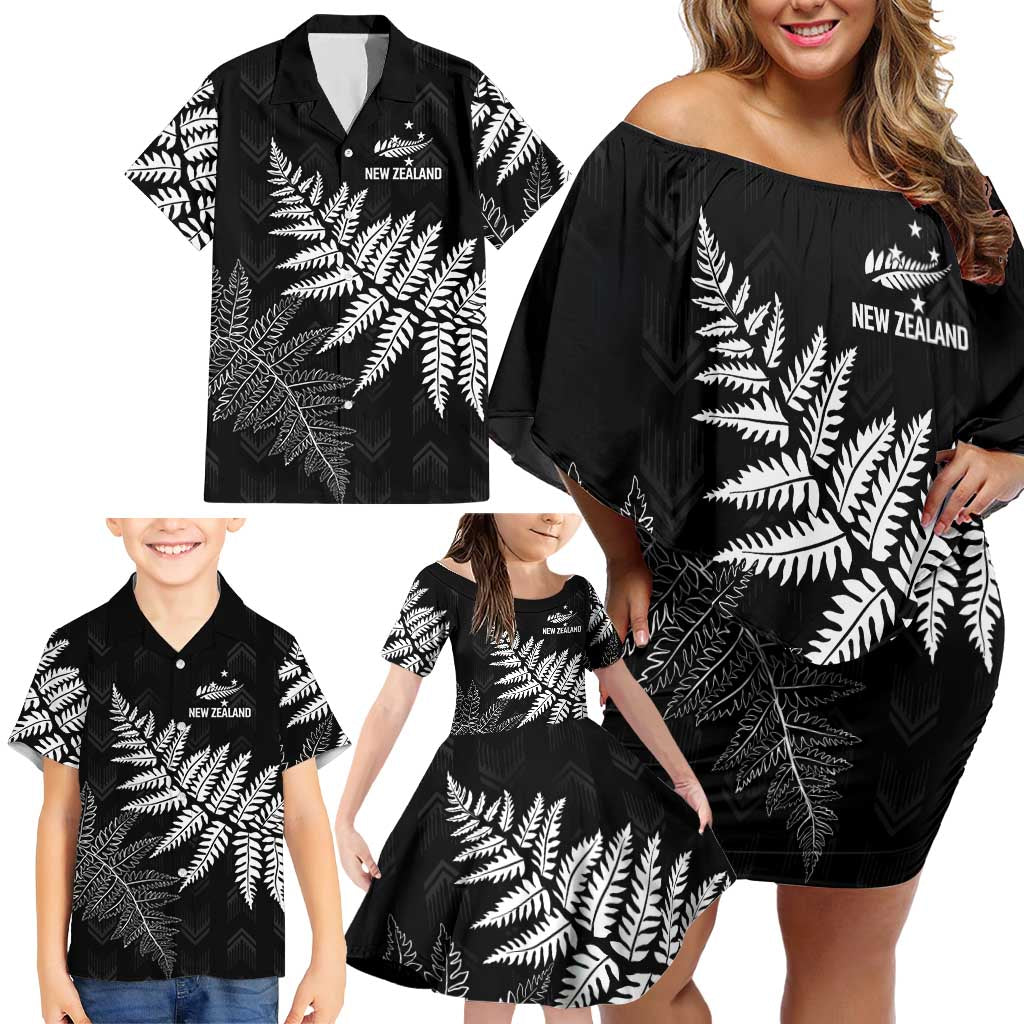 New Zealand Lawn Bowls Personalized Family Matching Off Shoulder Short Dress and Hawaiian Shirt Wrap-Around Silver Fern - Aussie Hoodie