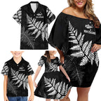 New Zealand Lawn Bowls Personalized Family Matching Off Shoulder Short Dress and Hawaiian Shirt Wrap-Around Silver Fern - Aussie Hoodie