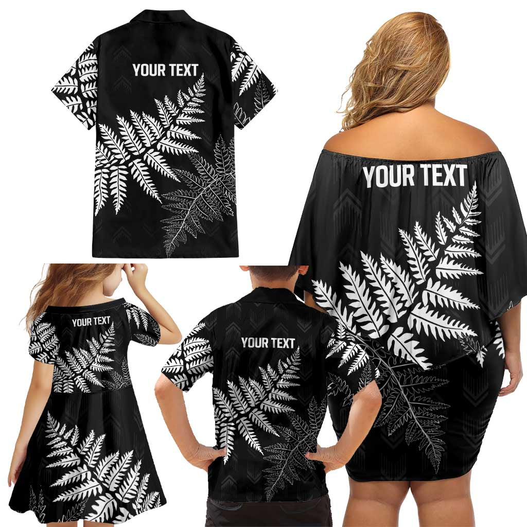 New Zealand Lawn Bowls Personalized Family Matching Off Shoulder Short Dress and Hawaiian Shirt Wrap-Around Silver Fern - Aussie Hoodie