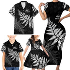 New Zealand Lawn Bowls Personalized Family Matching Short Sleeve Bodycon Dress and Hawaiian Shirt Wrap-Around Silver Fern - Aussie Hoodie
