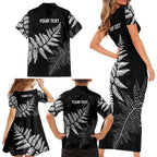 New Zealand Lawn Bowls Personalized Family Matching Short Sleeve Bodycon Dress and Hawaiian Shirt Wrap-Around Silver Fern - Aussie Hoodie