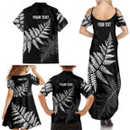 New Zealand Lawn Bowls Personalized Family Matching Summer Maxi Dress and Hawaiian Shirt Wrap-Around Silver Fern - Aussie Hoodie