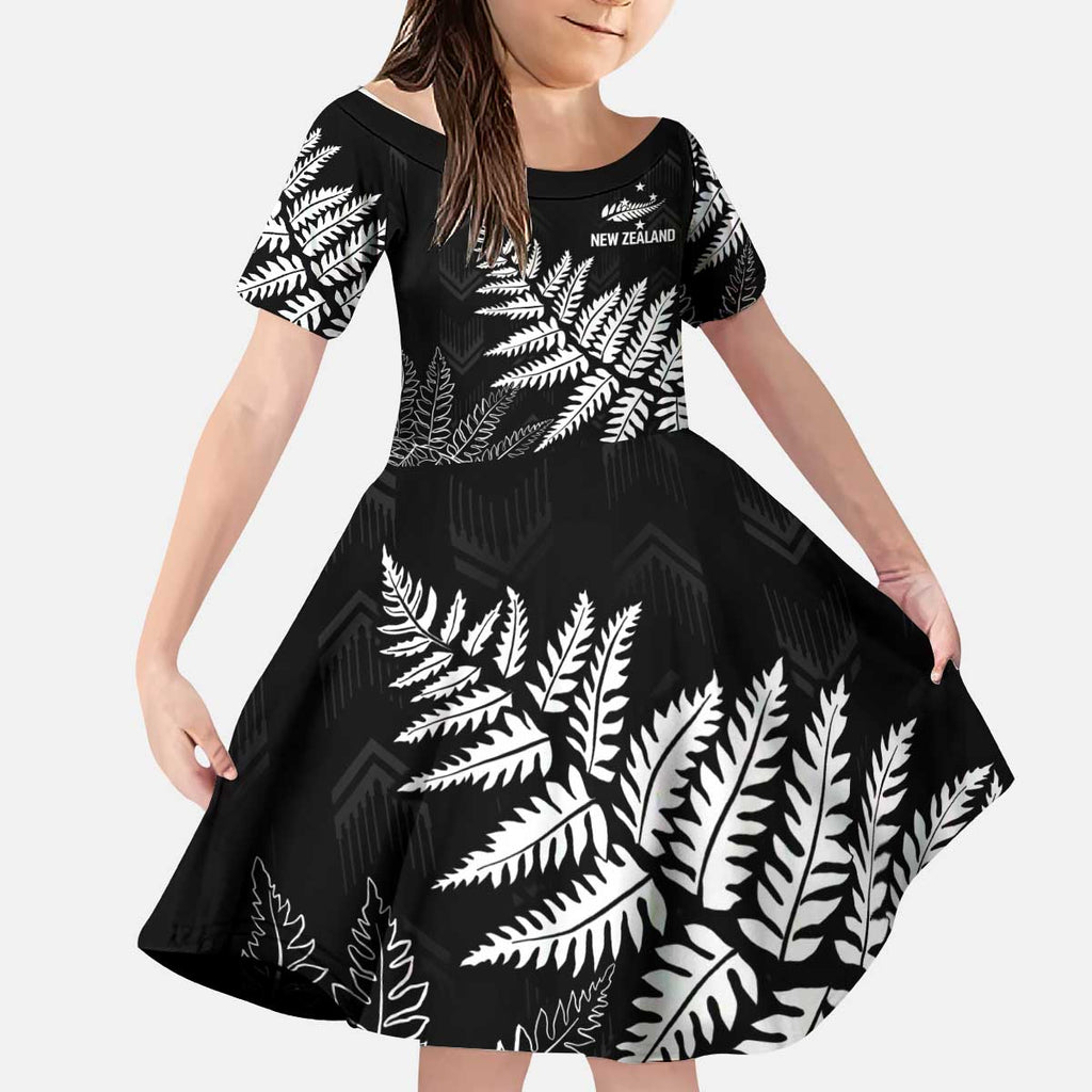 New Zealand Lawn Bowls Personalized Kid Short Sleeve Dress Wrap-Around Silver Fern - Aussie Hoodie