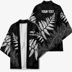 New Zealand Lawn Bowls Personalized Kimono Wrap-Around Silver Fern - Aussie Hoodie
