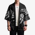 New Zealand Lawn Bowls Personalized Kimono Wrap-Around Silver Fern - Aussie Hoodie