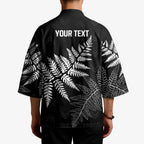 New Zealand Lawn Bowls Personalized Kimono Wrap-Around Silver Fern - Aussie Hoodie