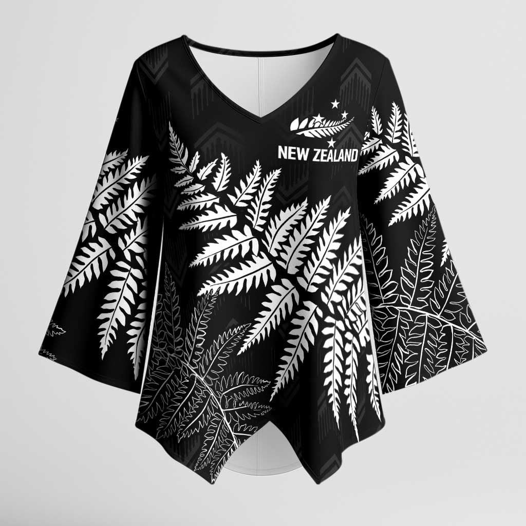 New Zealand Lawn Bowls Personalized Kimono Sleeve Blouse Wrap-Around Silver Fern - Aussie Hoodie