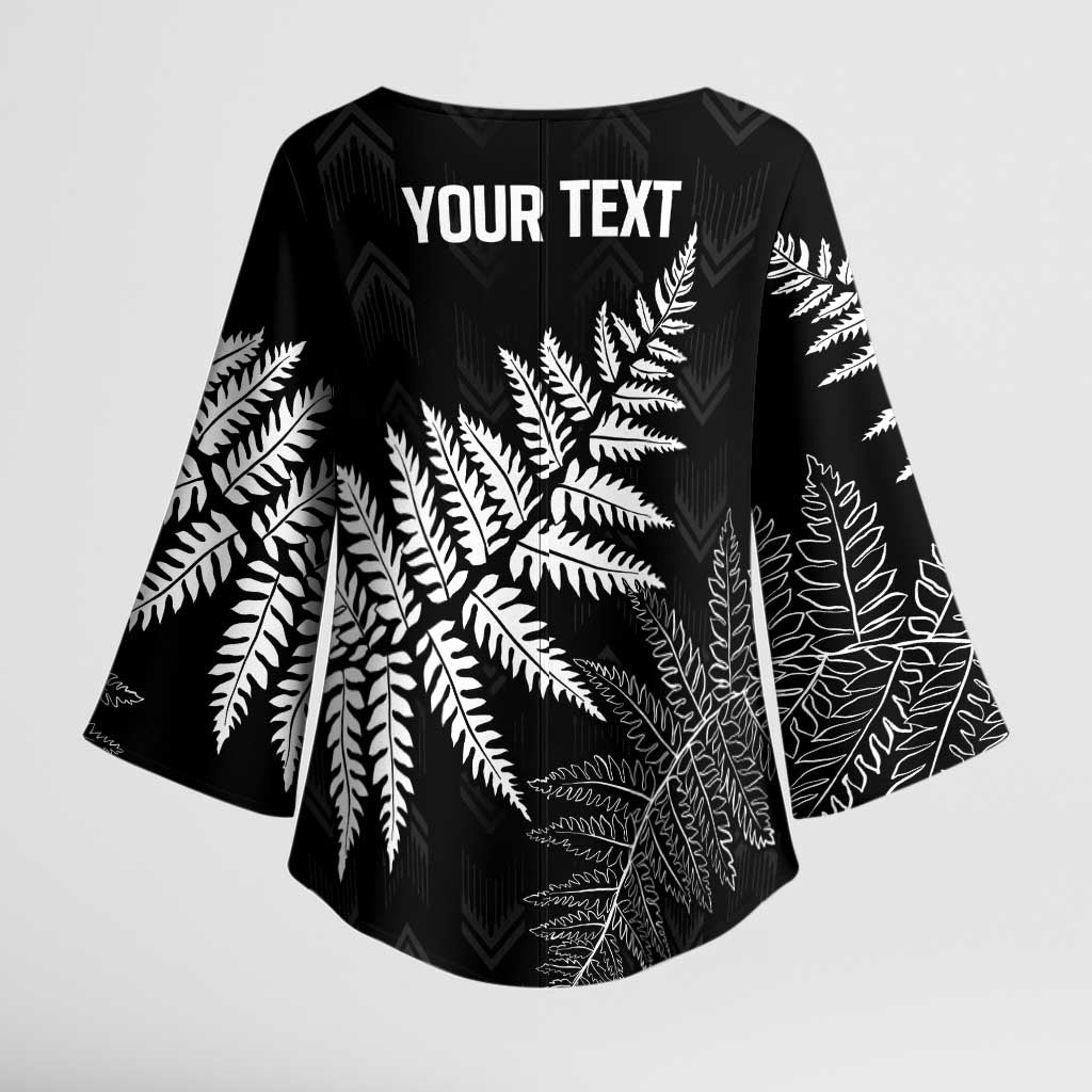 New Zealand Lawn Bowls Personalized Kimono Sleeve Blouse Wrap-Around Silver Fern - Aussie Hoodie