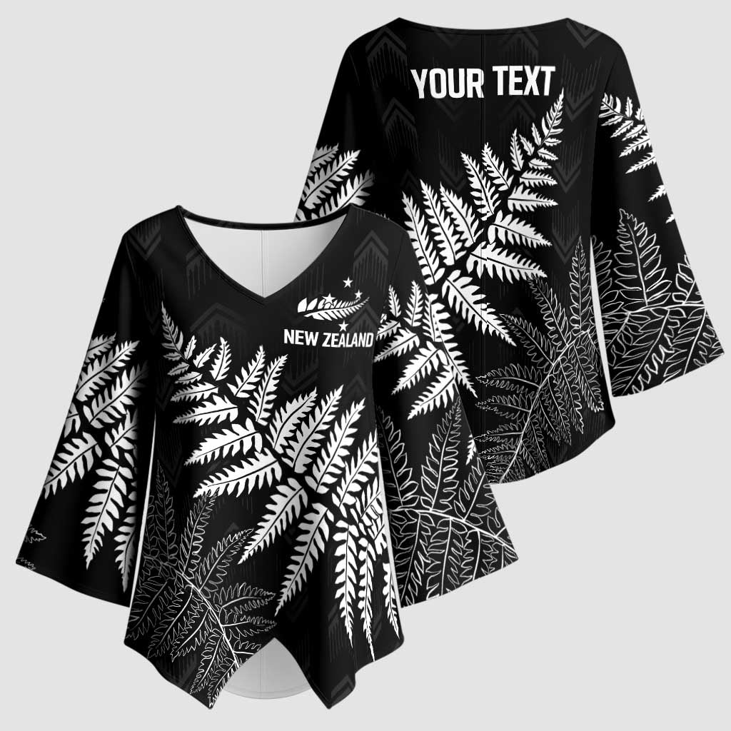 New Zealand Lawn Bowls Personalized Kimono Sleeve Blouse Wrap-Around Silver Fern - Aussie Hoodie