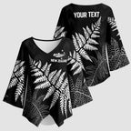 New Zealand Lawn Bowls Personalized Kimono Sleeve Blouse Wrap-Around Silver Fern - Aussie Hoodie