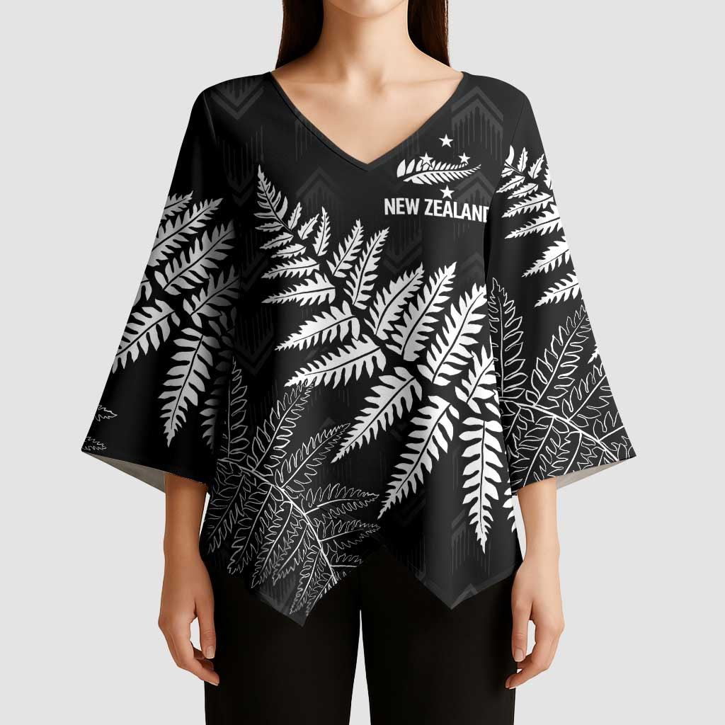 New Zealand Lawn Bowls Personalized Kimono Sleeve Blouse Wrap-Around Silver Fern - Aussie Hoodie