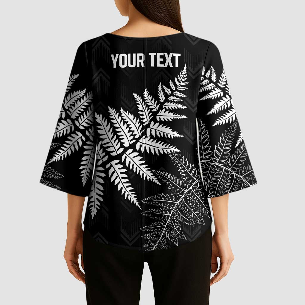 New Zealand Lawn Bowls Personalized Kimono Sleeve Blouse Wrap-Around Silver Fern - Aussie Hoodie