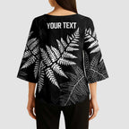 New Zealand Lawn Bowls Personalized Kimono Sleeve Blouse Wrap-Around Silver Fern - Aussie Hoodie