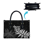 New Zealand Lawn Bowls Personalized Leather Bag Wrap-Around Silver Fern - Aussie Hoodie
