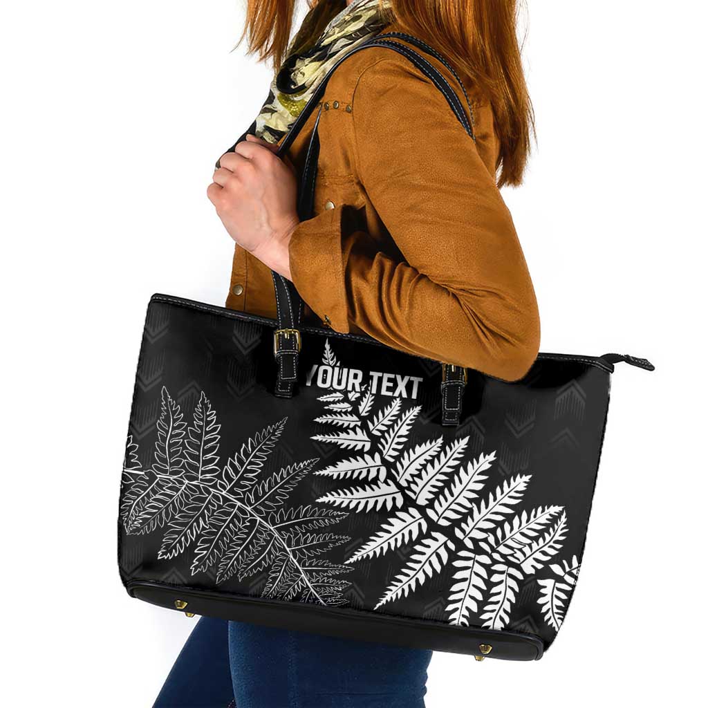 New Zealand Lawn Bowls Personalized Leather Tote Bag Wrap-Around Silver Fern - Aussie Hoodie