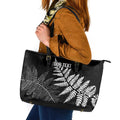 New Zealand Lawn Bowls Personalized Leather Tote Bag Wrap-Around Silver Fern - Aussie Hoodie