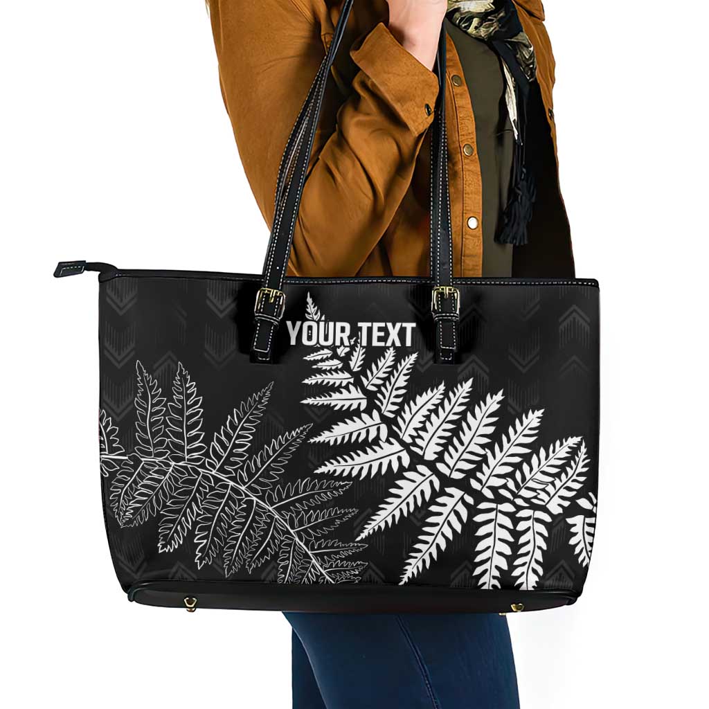New Zealand Lawn Bowls Personalized Leather Tote Bag Wrap-Around Silver Fern - Aussie Hoodie