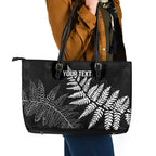 New Zealand Lawn Bowls Personalized Leather Tote Bag Wrap-Around Silver Fern - Aussie Hoodie