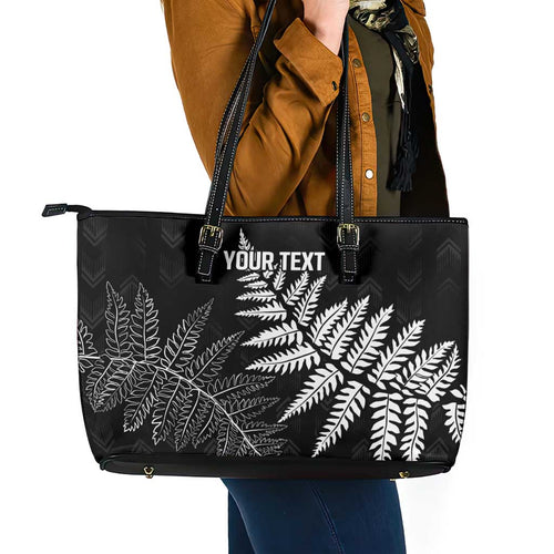 New Zealand Lawn Bowls Personalized Leather Tote Bag Wrap-Around Silver Fern - Aussie Hoodie