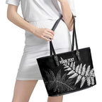 New Zealand Lawn Bowls Personalized Leather Tote Bag Wrap-Around Silver Fern - Aussie Hoodie