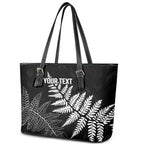 New Zealand Lawn Bowls Personalized Leather Tote Bag Wrap-Around Silver Fern - Aussie Hoodie