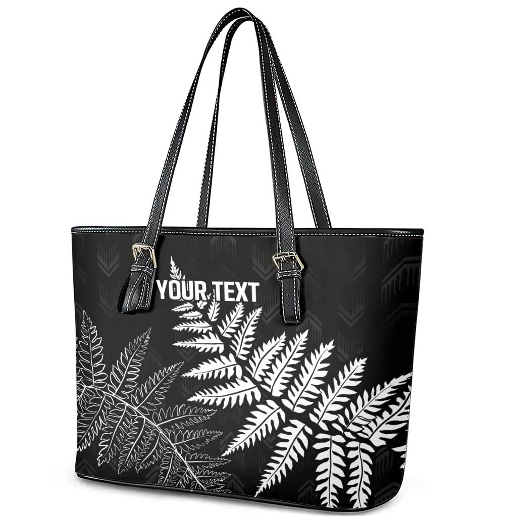 New Zealand Lawn Bowls Personalized Leather Tote Bag Wrap-Around Silver Fern - Aussie Hoodie