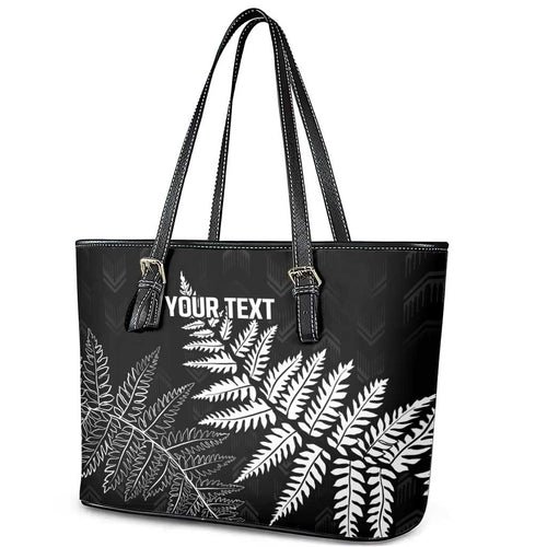 New Zealand Lawn Bowls Personalized Leather Tote Bag Wrap-Around Silver Fern - Aussie Hoodie