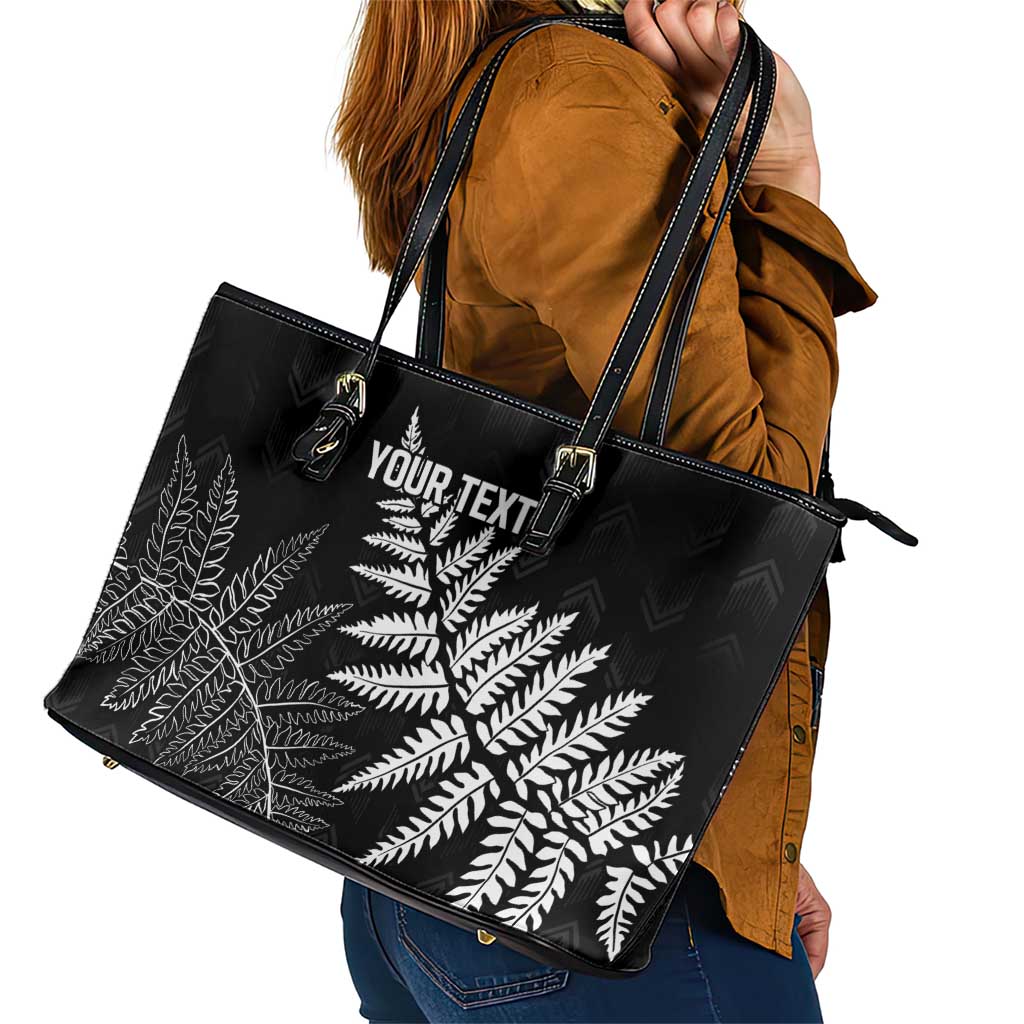 New Zealand Lawn Bowls Personalized Leather Tote Bag Wrap-Around Silver Fern - Aussie Hoodie