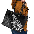 New Zealand Lawn Bowls Personalized Leather Tote Bag Wrap-Around Silver Fern - Aussie Hoodie