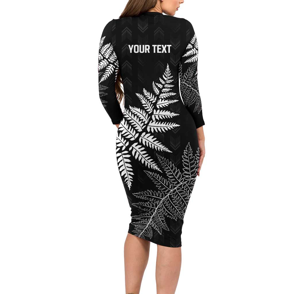 New Zealand Lawn Bowls Personalized Long Sleeve Bodycon Dress Wrap-Around Silver Fern - Aussie Hoodie