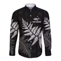 New Zealand Lawn Bowls Personalized Long Sleeve Button Shirt Wrap-Around Silver Fern - Aussie Hoodie