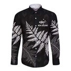 New Zealand Lawn Bowls Personalized Long Sleeve Button Shirt Wrap-Around Silver Fern - Aussie Hoodie