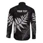 New Zealand Lawn Bowls Personalized Long Sleeve Button Shirt Wrap-Around Silver Fern - Aussie Hoodie