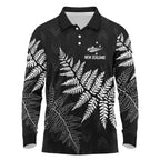New Zealand Lawn Bowls Personalized Long Sleeve Polo Shirt Wrap-Around Silver Fern - Aussie Hoodie
