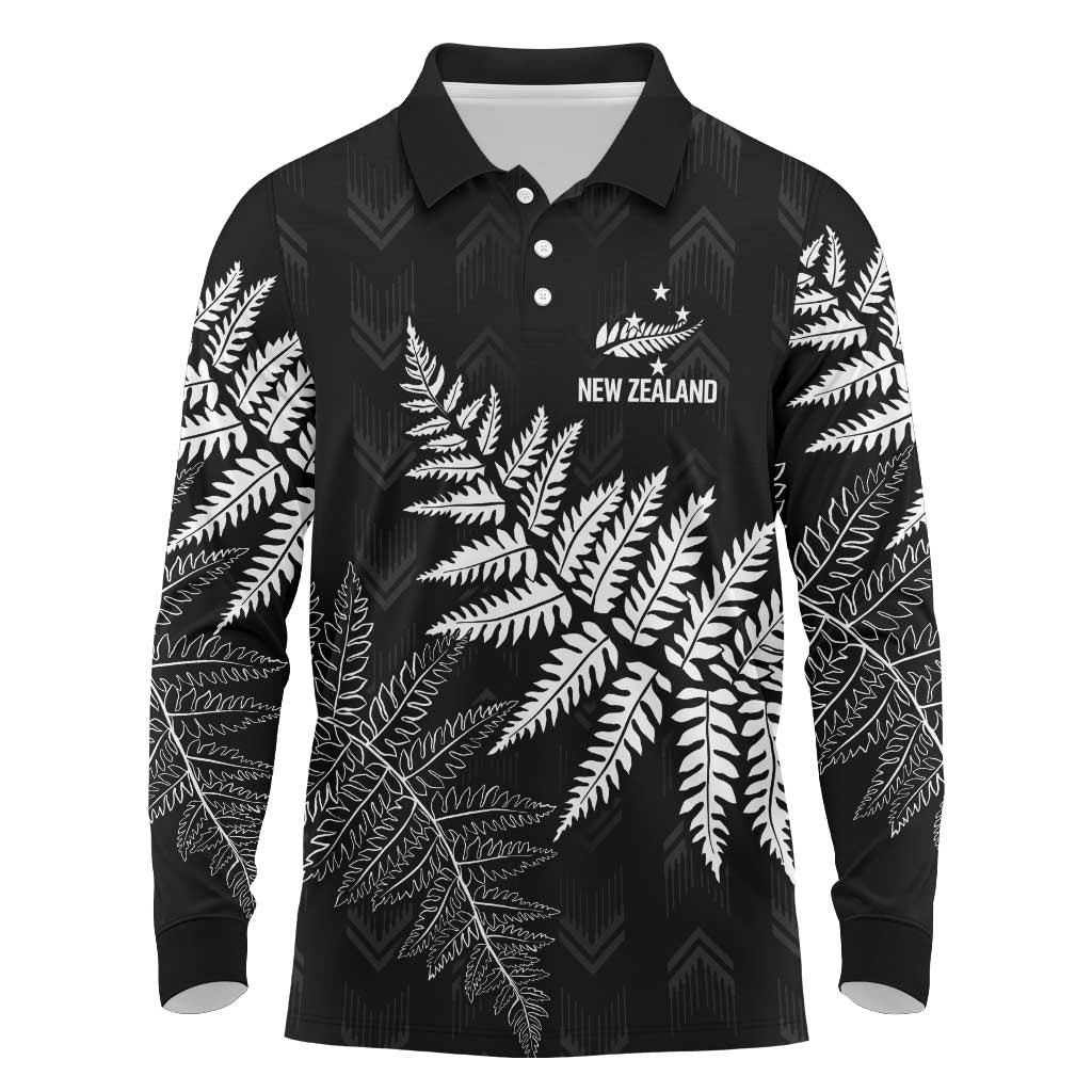 New Zealand Lawn Bowls Personalized Long Sleeve Polo Shirt Wrap-Around Silver Fern - Aussie Hoodie