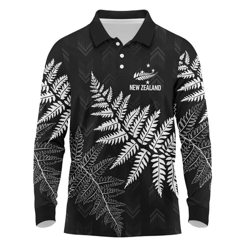 New Zealand Lawn Bowls Personalized Long Sleeve Polo Shirt Wrap-Around Silver Fern - Aussie Hoodie