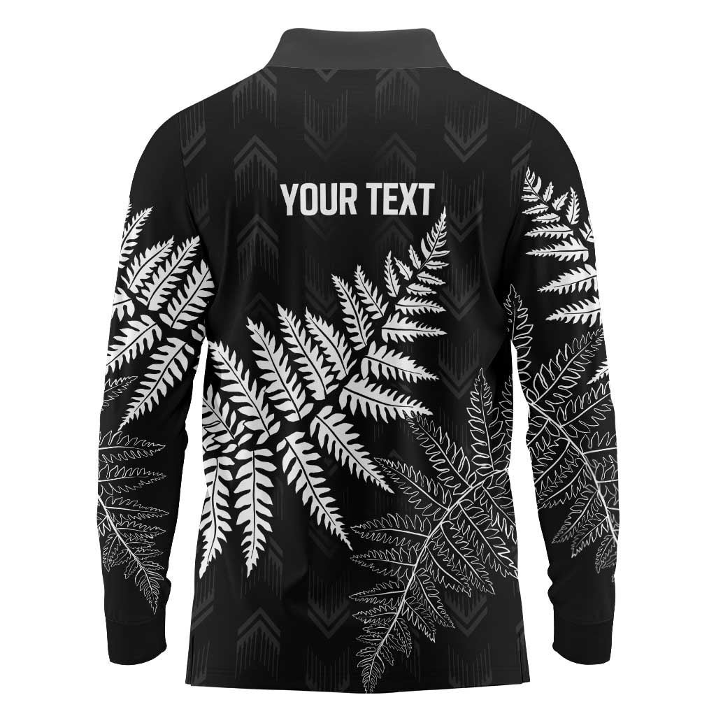 New Zealand Lawn Bowls Personalized Long Sleeve Polo Shirt Wrap-Around Silver Fern - Aussie Hoodie