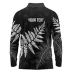 New Zealand Lawn Bowls Personalized Long Sleeve Polo Shirt Wrap-Around Silver Fern - Aussie Hoodie